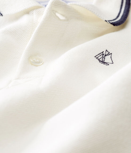 Tutina corta polo bebè maschio bianco MARSHMALLOW