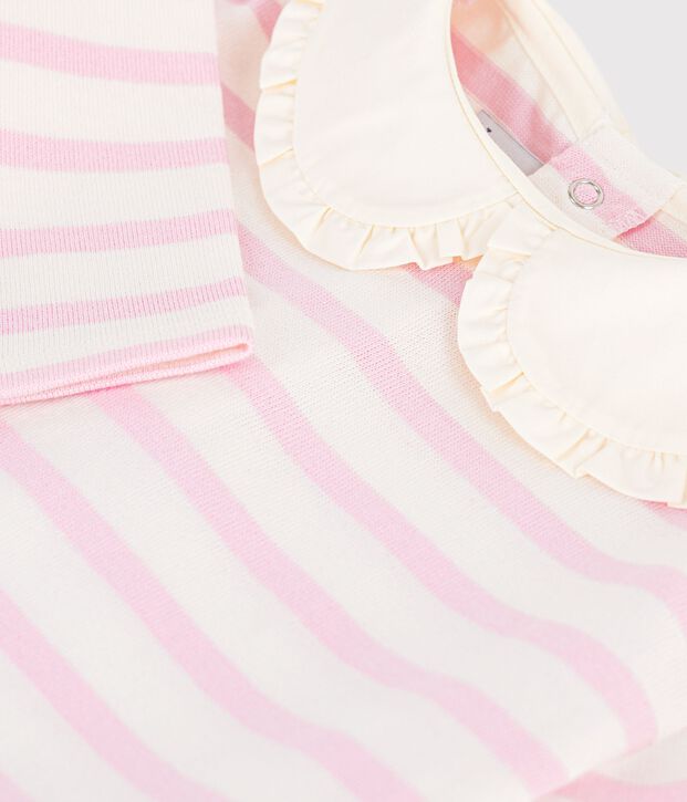Marini&egrave;re con colletto in cotone neonato rosa/rosa