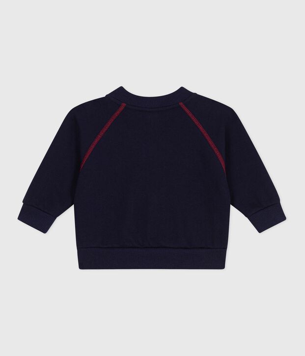 Cardigan in cotone tinta unita con cuciture a contrasto neonato SOIR