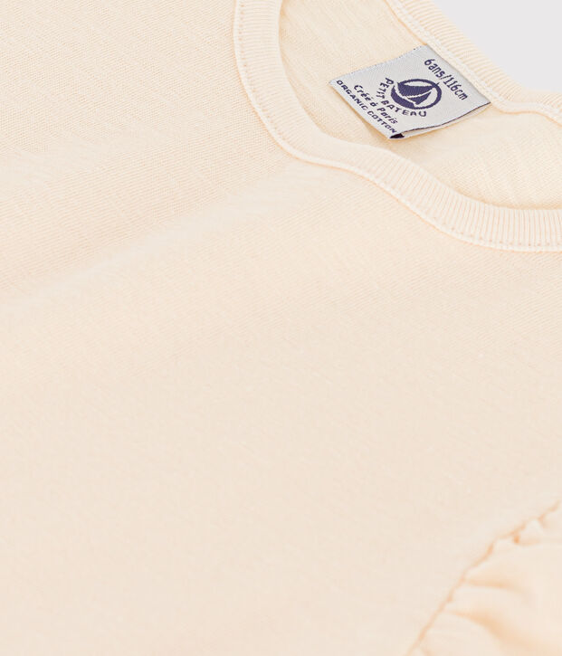 T-shirt a maniche corte in cotone bambina ecru