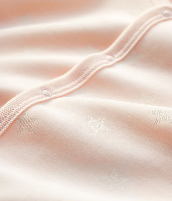 Tutina pigiama bebè in ciniglia. rosa FLEUR/grigio ECUME