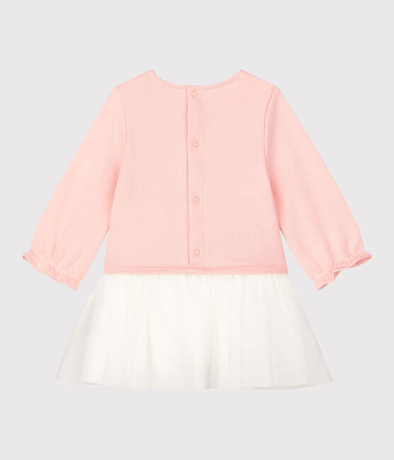 Abito in molleton bebè. rosa MINOIS/bianco MARSHMALLOW