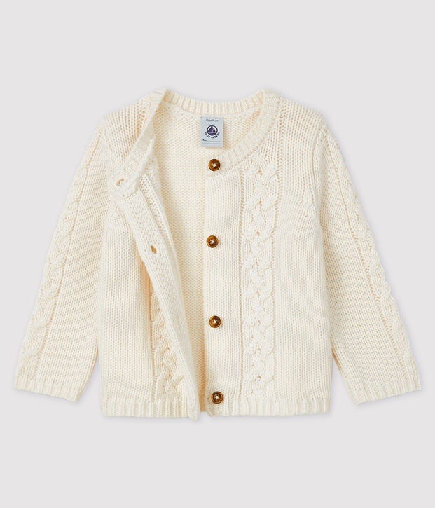Cardigan lana e cotone beb&egrave; bianco