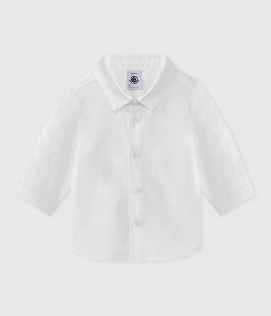 Camicia a manica lunga in cotone Oxford bebè maschio. bianco ECUME