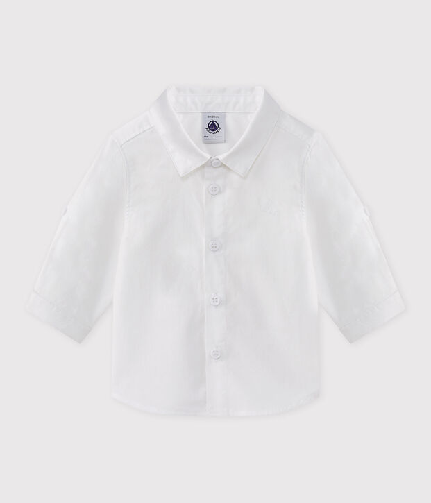 Camicia a manica lunga in cotone Oxford beb&egrave; maschio. bianco