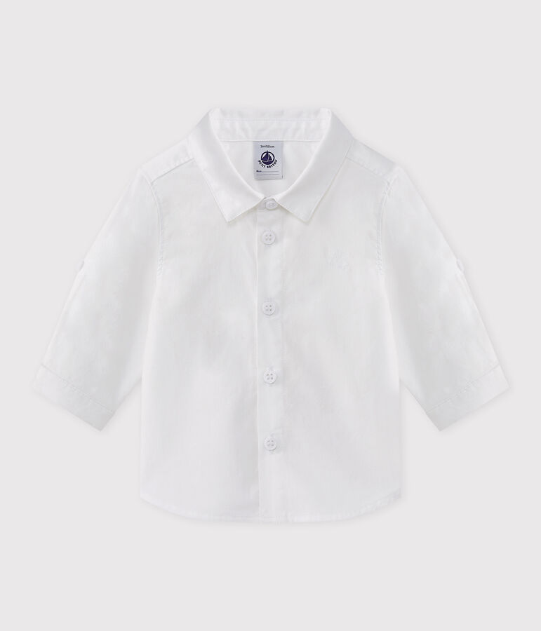 Camicia a manica lunga in cotone Oxford beb&egrave; maschio. bianco