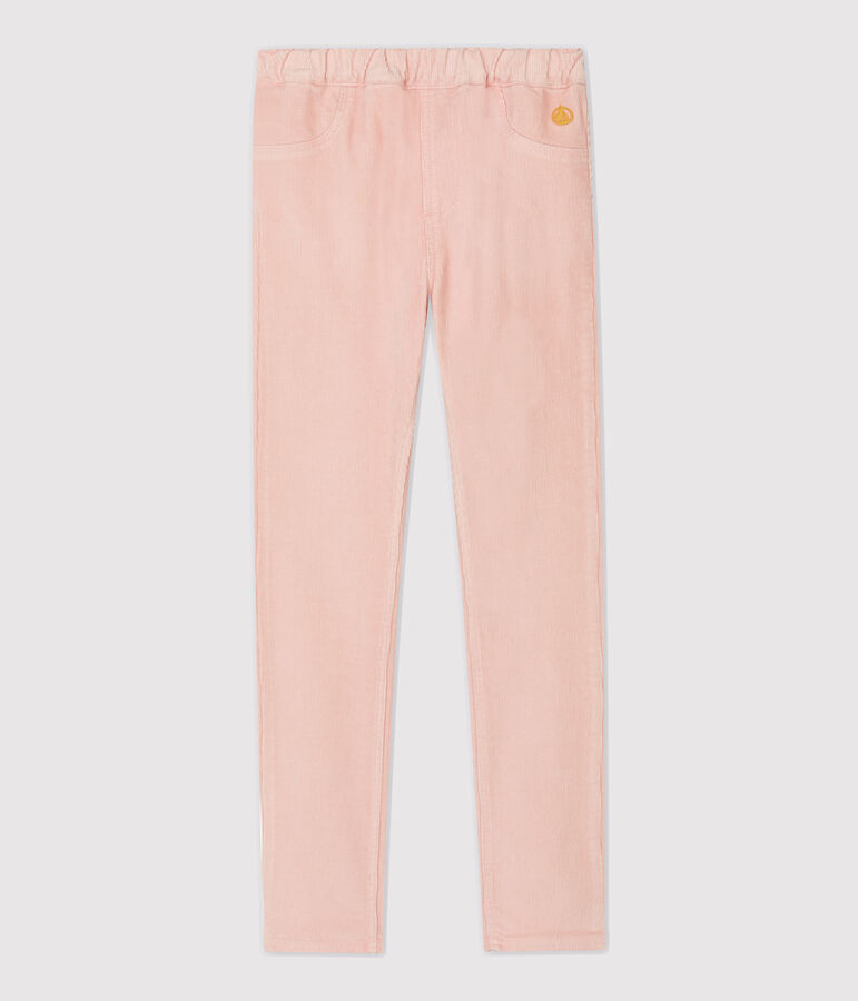 Pantaloni slim in velluto bambina rosa