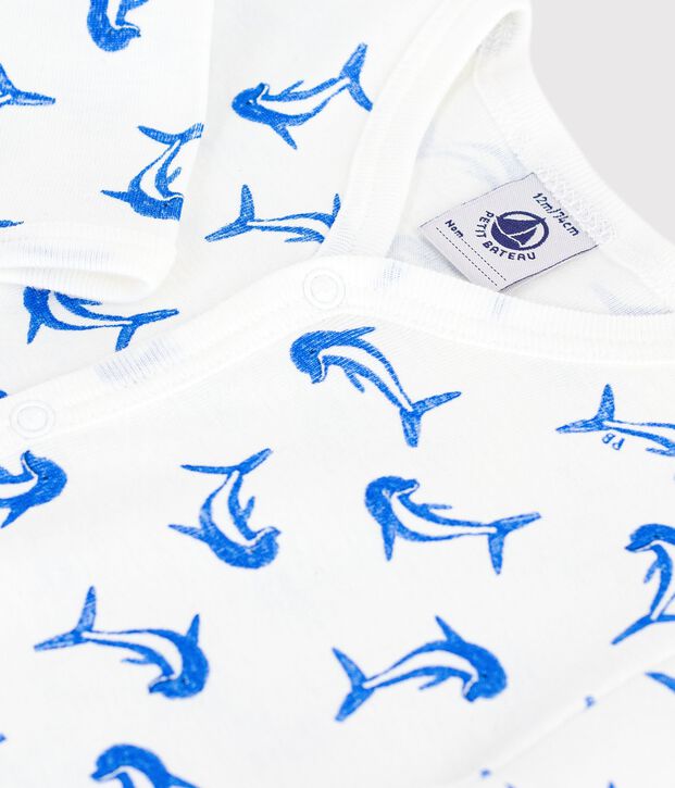 Dors bien sans pied en coton bianco/blu/multicolore