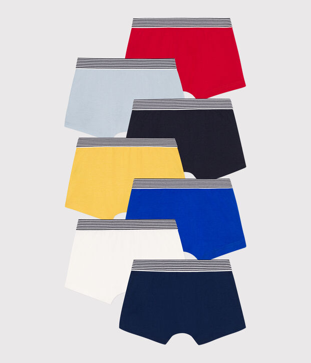 Confezione da 7 boxer a tinta unita in cotone bambino multicolore