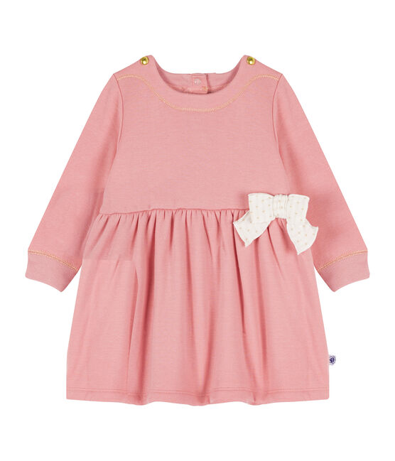 Abito a maniche lunghe da bebè femmina in maglia di velluto rosa CHARME CN