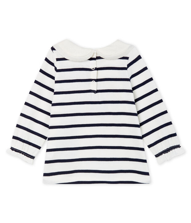 Blusa a manica lunga beb&egrave; femmina a righe marinare bianco/blu