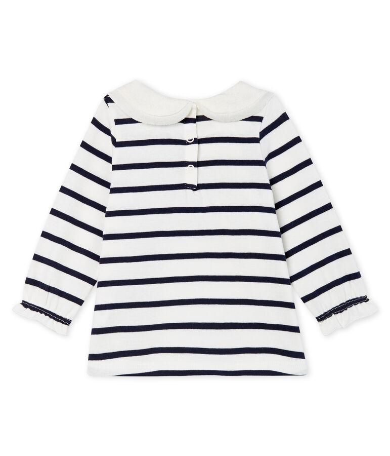 Blusa a manica lunga beb&egrave; femmina a righe marinare bianco/blu