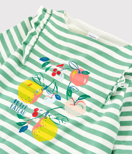T-shirt a maniche corte in jersey bambina verde ALOEVERA/bianco MARSHMALLOW