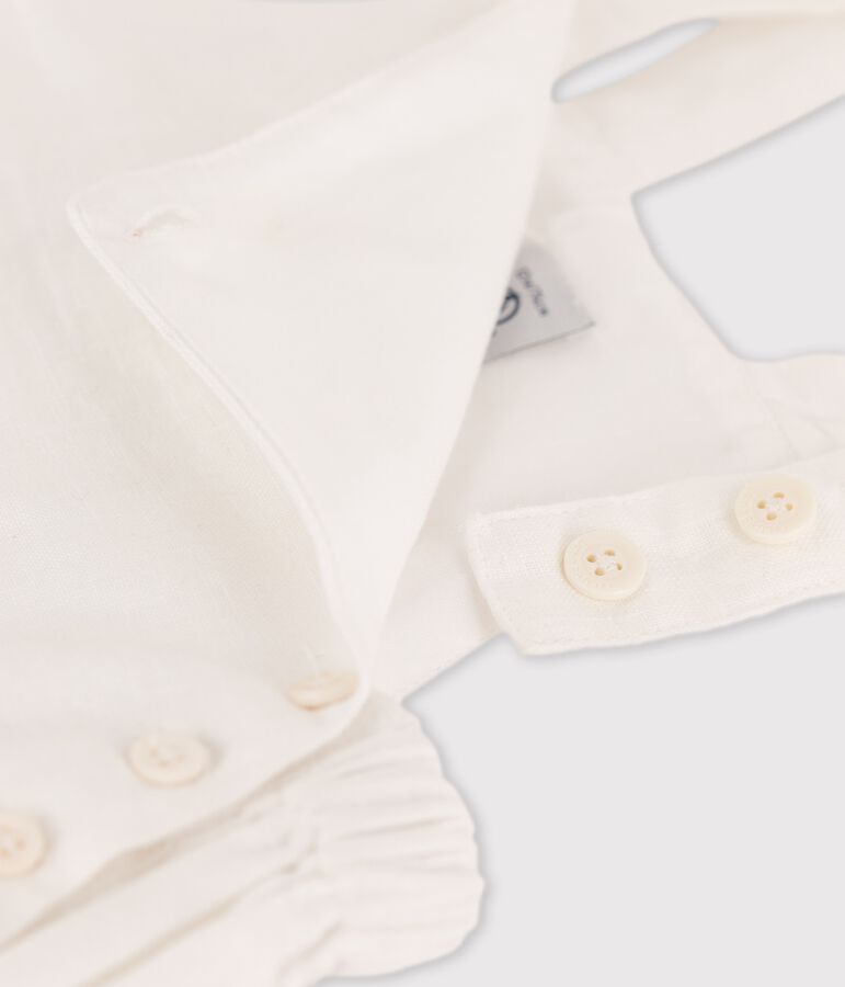 Salopette corta beb&egrave; in lino bianco ECUME