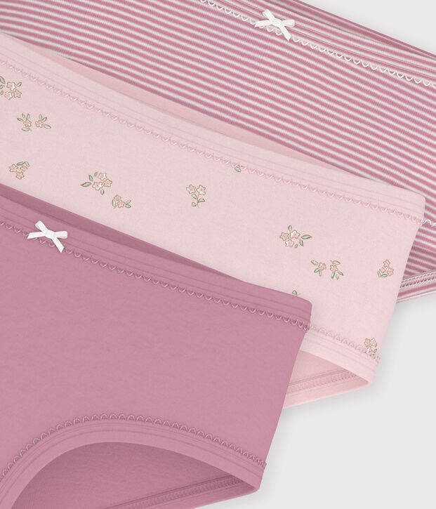 Confezione di slip a vita alta in cotone a fiori bambino multicolore