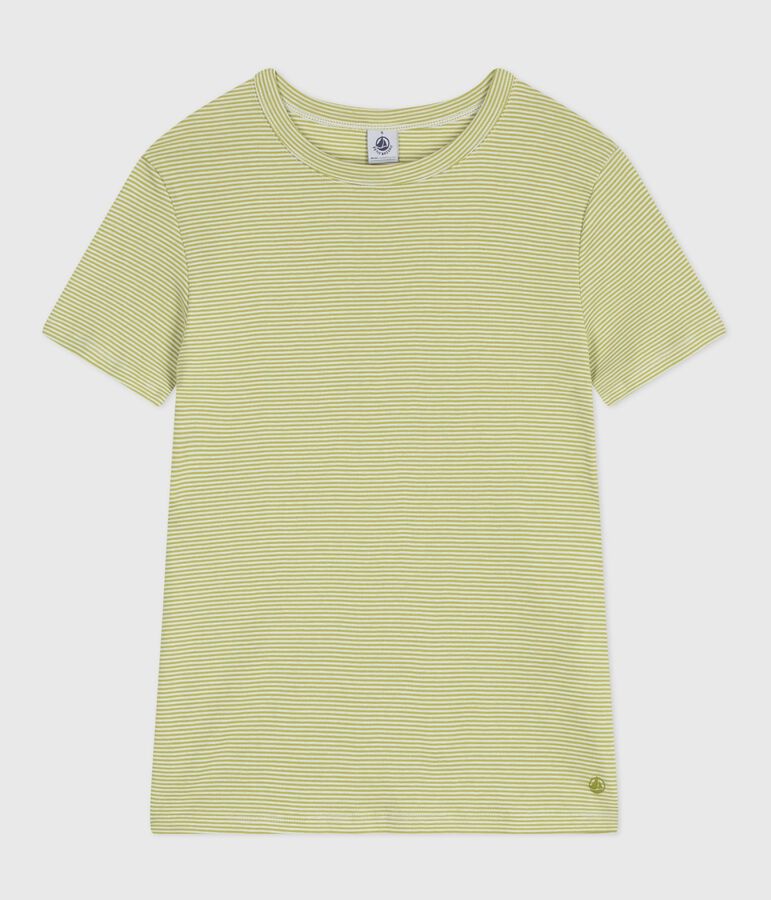 T-shirt a maniche corte in cotone a righe donna verde/bianco