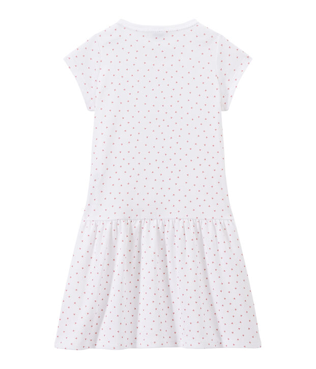 Camicia da notte bambina con stampa a cuori bianco/rosa
