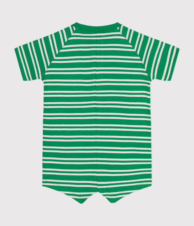 Tutina corta beb&egrave; in jersey verde/ecru