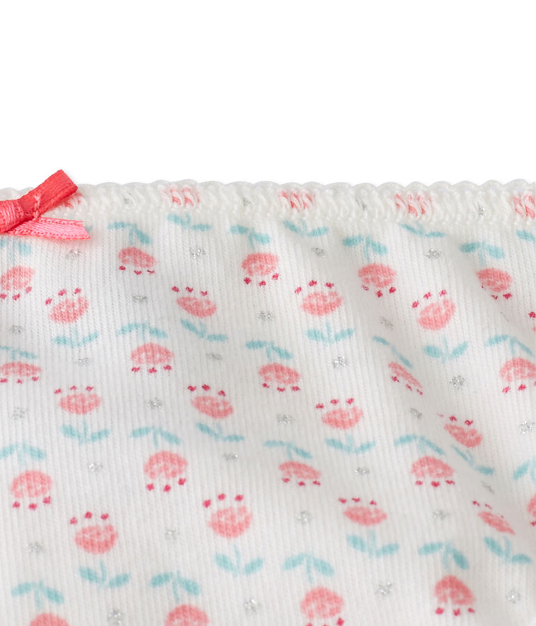 Culotte per bambina stampata in jersey stretch bianco LAIT/bianco MULTICO