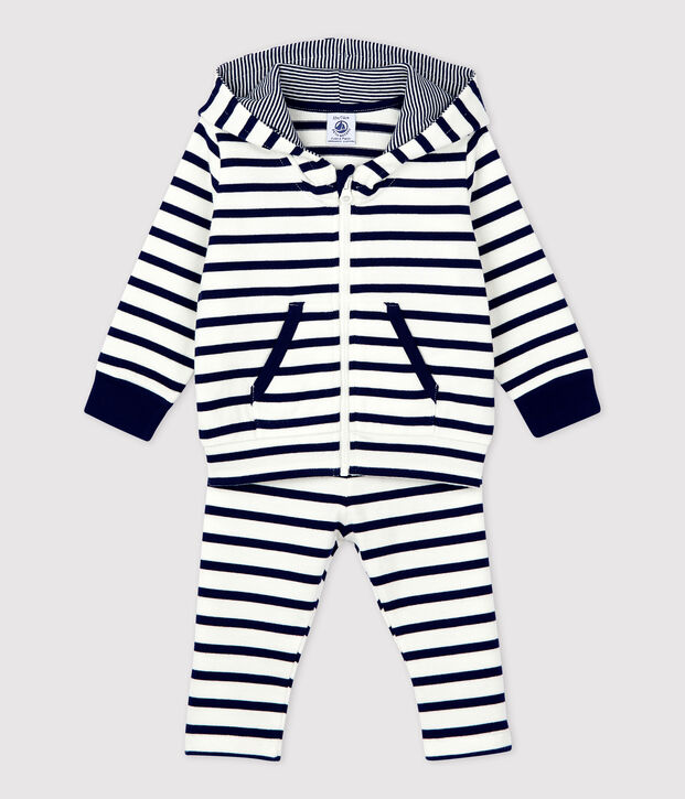 Set due pezzi righe alla marinara bio beb&egrave; bianco/blu