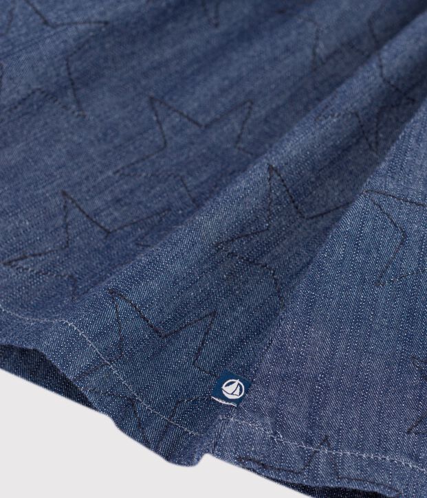 Gonna corta in denim tinta unita con motivo a stelle blu