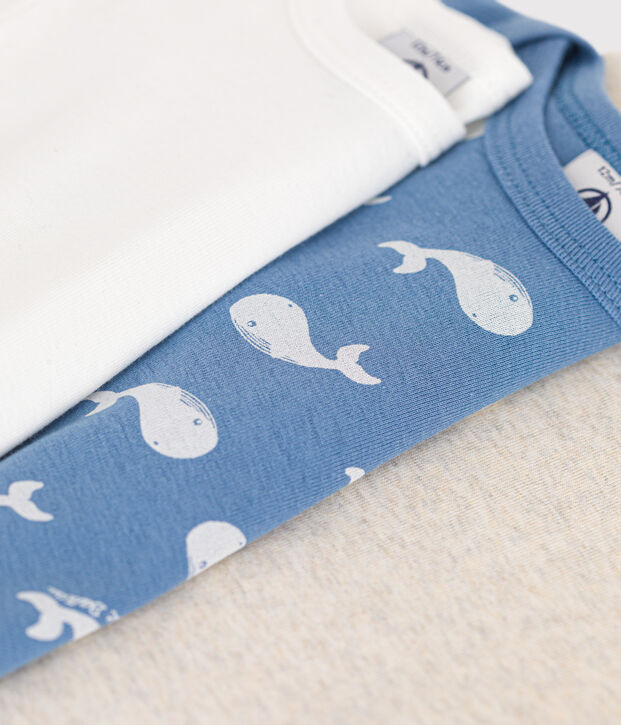 Confezione da 3 body a maniche lunghe in cotone con balena neonato multicolore