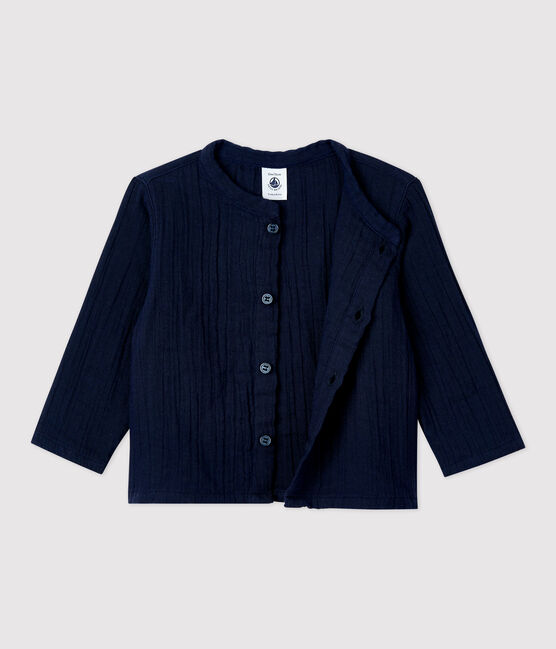 Camicia in garza di cotone biologico bebè blu SMOKING
