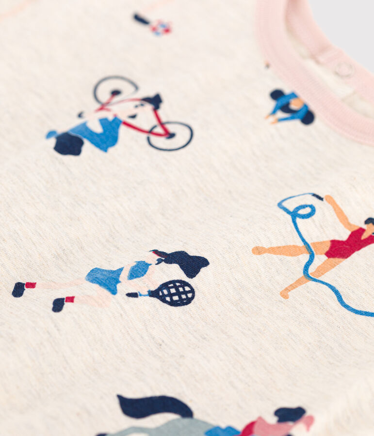 Abito a maniche corte in jersey sottile neonato beige/multicolore