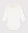 Body con colletto in cotone tinta unita neonata bianco