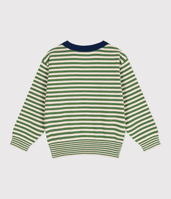 Pullover in cotone a righe bambino verde PALMERAIE/ AVALANCHE