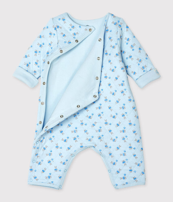 Tutina lunga bebè unisex in tubique blu FRAICHEUR/bianco MULTICO