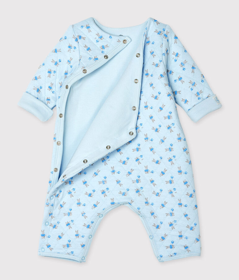 Tutina lunga beb&egrave; unisex in tubique blu FRAICHEUR/bianco MULTICO