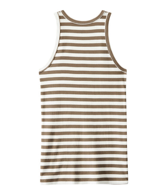 Canotta donna in costina originale 1x1 marrone SHITAKE/bianco MARSHMALLOW
