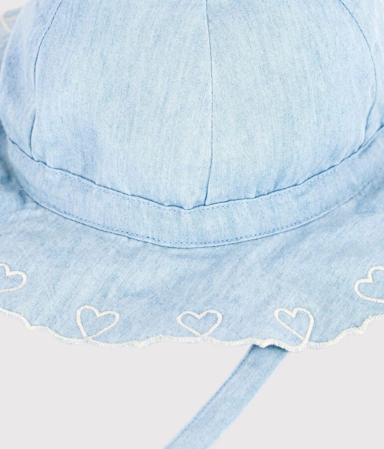 Cappellino in chambray neonata blu