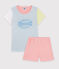 Pigiama corto millerighe colorate bambina in cotone blu JASMIN/bianco MULTICO