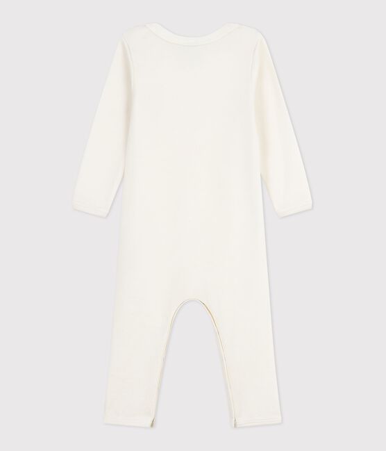 Body lungo in lana e cotone neonato ECRU 08163