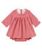 Abito ML e culotte bloomer vichy rosso TERKUIT/bianco MARSHMALLOW