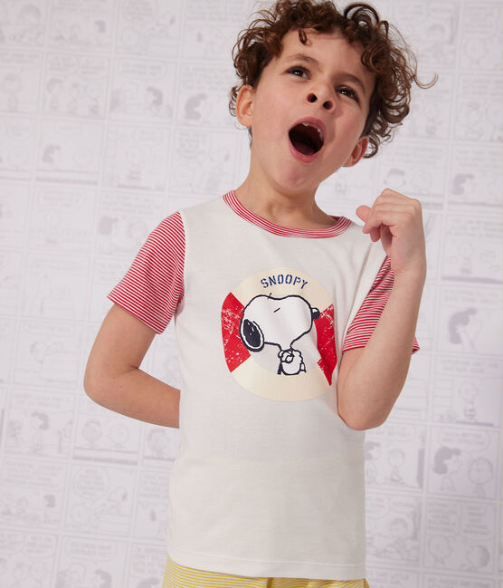 Pigiama corto Petit Bateau X Snoopy bambino unisex in cotone bianco MARSHMALLOW/bianco MULTICO