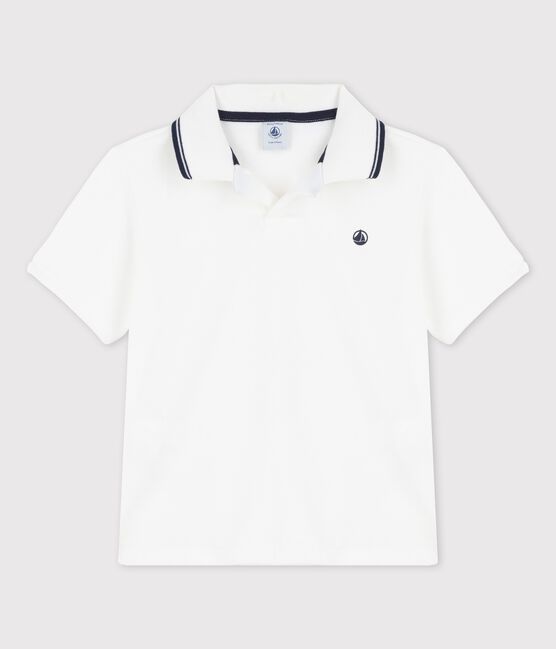 Polo manica corta in jersey bambino bianco MARSHMALLOW