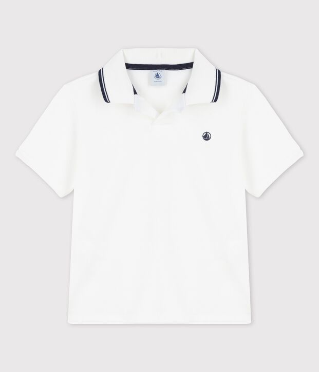 Polo manica corta in jersey bambino bianco