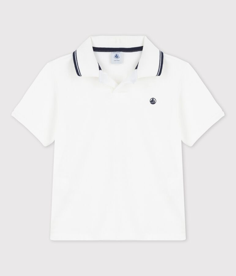 Polo manica corta in jersey bambino bianco