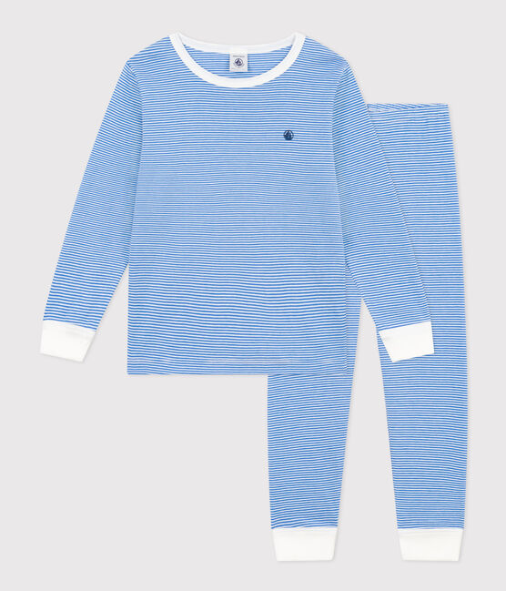 Pigiama rigato bambino in cotone DELPHINIUM/ MARSHMALLOW