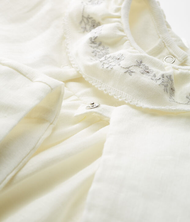 Completo 3 pezzi da cerimonia beb&egrave; femmina in lino multicolore