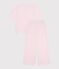 Pigiama in cotone a righe con gamba ampia donna rosa/bianco