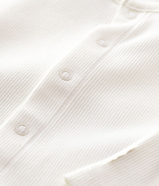 Cardigan bebè in costina 2x2 di cotone biologico bianco MARSHMALLOW