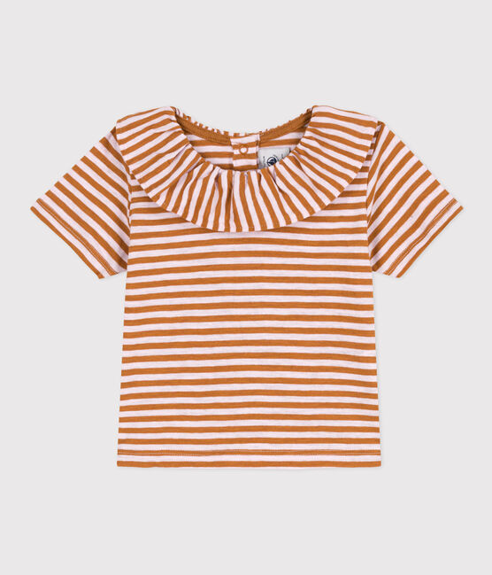 Blusa a maniche corte bebè in jersey fiammato a righe TOAST/ DOLL