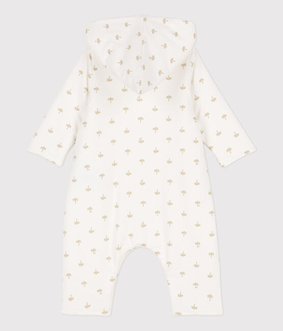 Tutina lunga bebè in cotone ovatta con cappuccio bianco MARSHMALLOW/bianco MULTICO