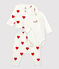 Completo 3 pezzi bebè in cotone biologico a cuori bianco MARSHMALLOW/rosso TERKUIT
