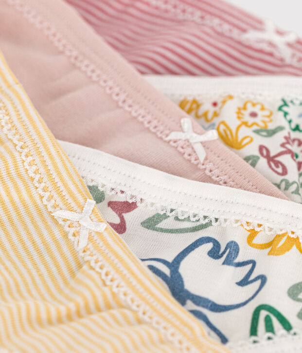 Confezione da 5 slip bambino in cotone a fiori multicolore