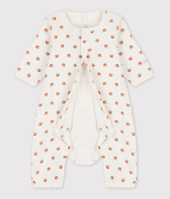 Bodyjama stampato, senza piedi, in cotone, per neonati bianco MARSHMALLOW/ ECUREUIL